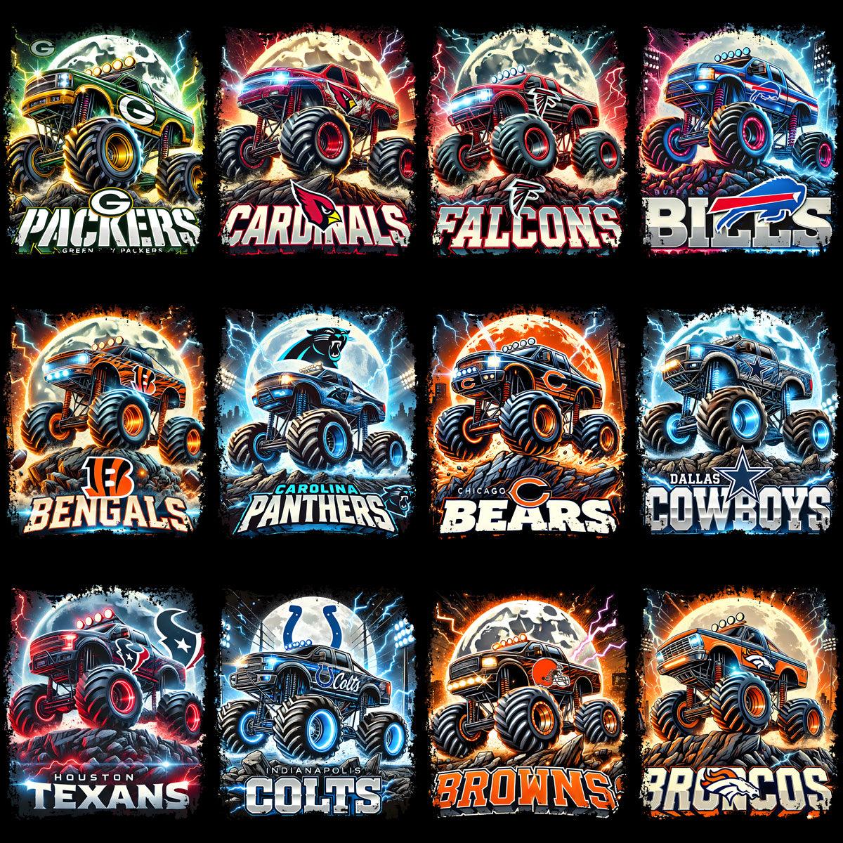 Monster Truck Football PNG Designs Bundle: 32+ High-Resolution Images