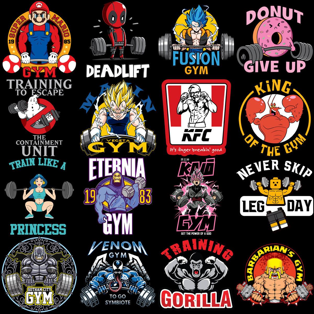 55 Gym Fitness Pop Culture PNG Designs: Workout Graphics Bundle