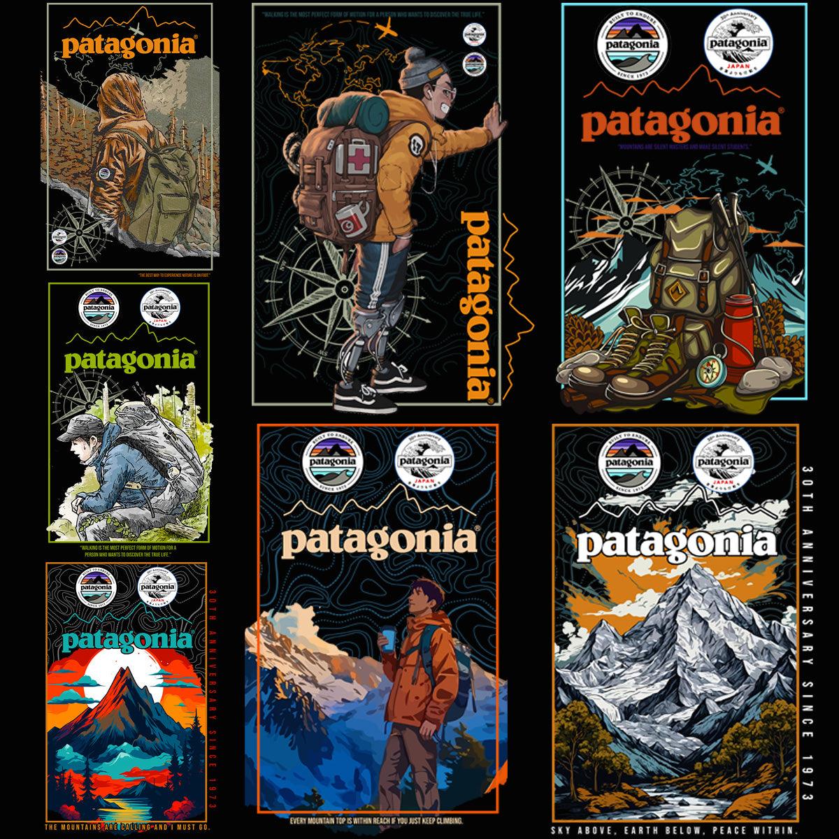 7 Brand Hiking Travel Streetwear Designs: PNG & PSD Bundle