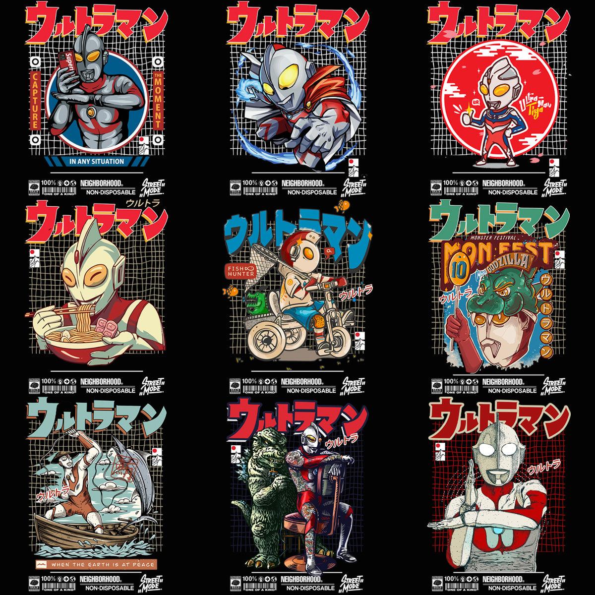 Ultraman Streetwear PNG & PSD Bundle: 9 Super Hero Designs