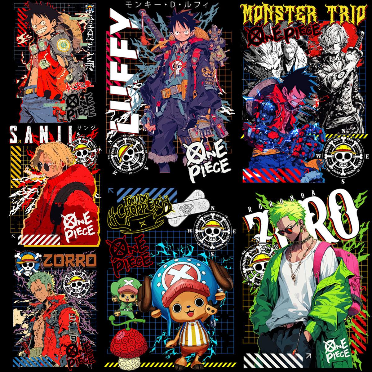 One Piece Streetwear Designs: 7 Anime PNG & PSD Bundle