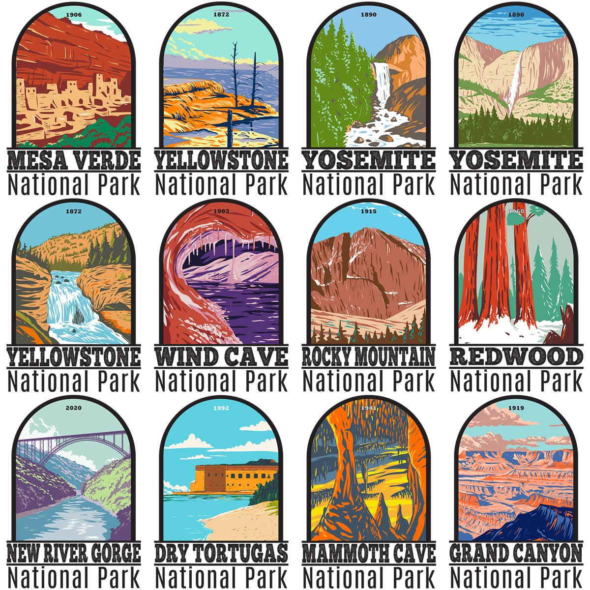 90 USA National Parks Streetwear Designs PNG Bundle: High-Res Graphics for Merch