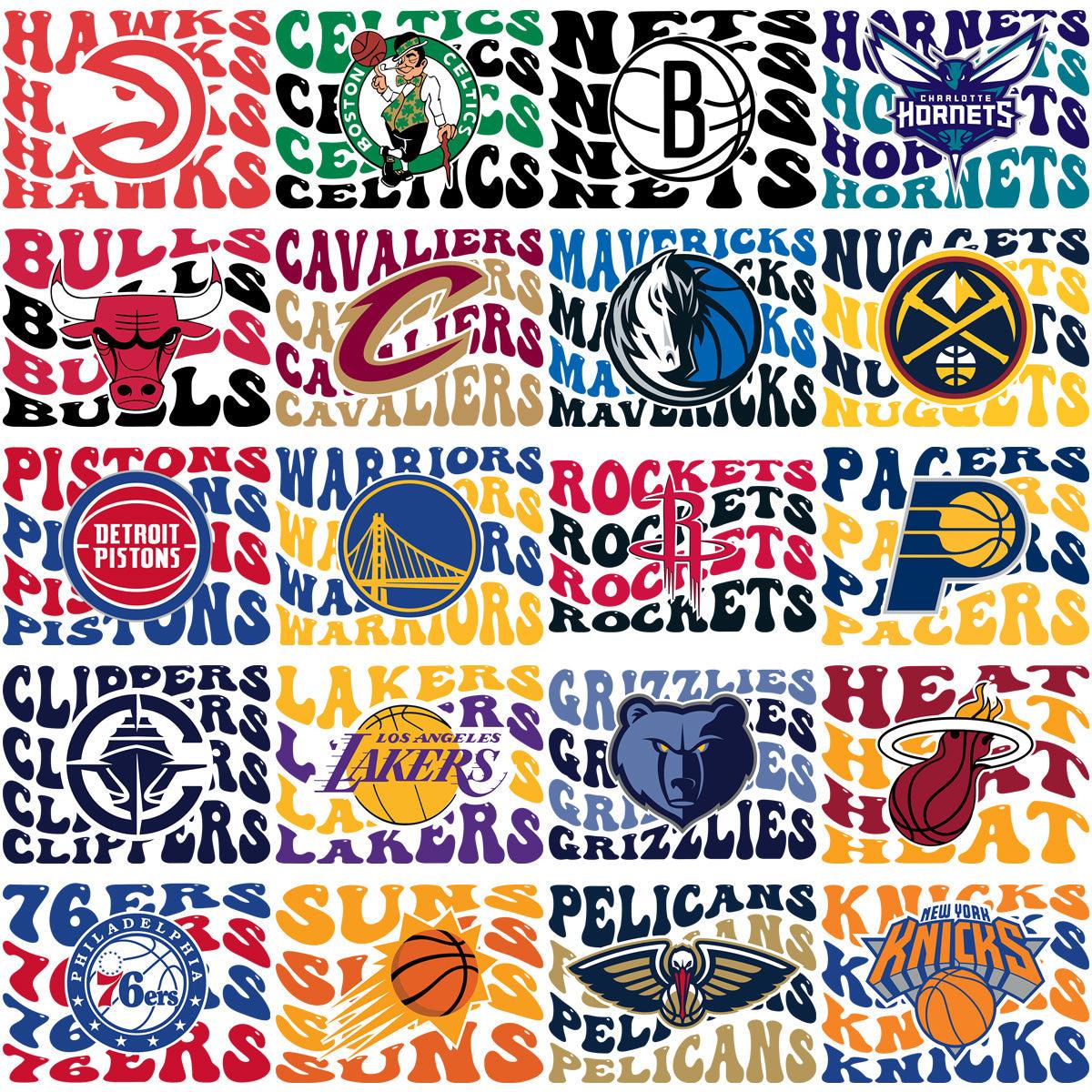 30 Wavy Basketball Team Designs: PNG & AI Bundle