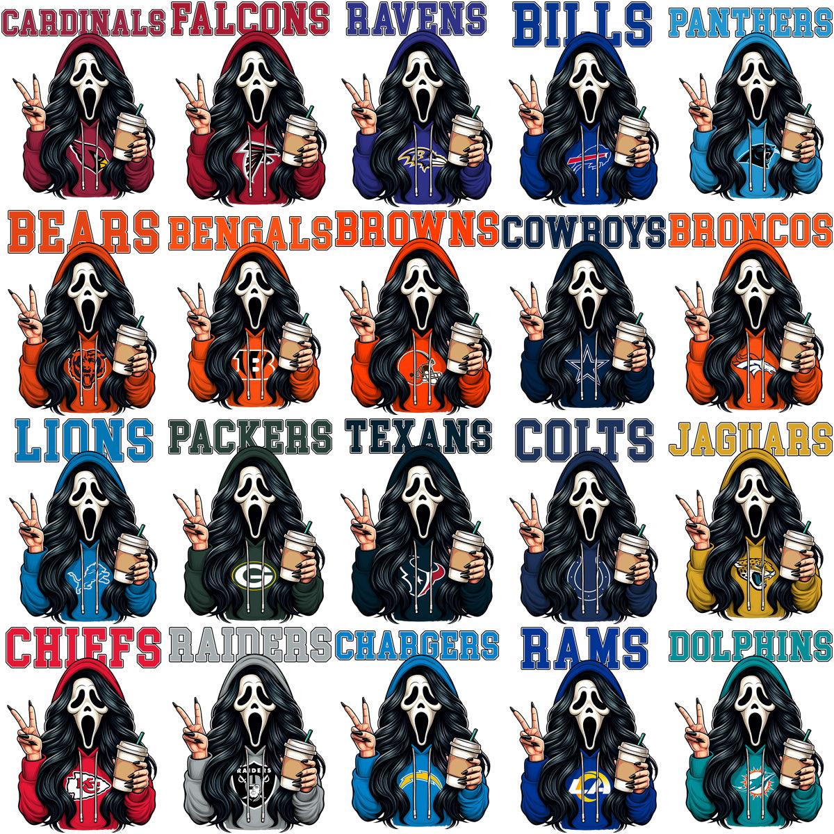 Scream Ghostface Football PNG Designs Bundle: 32 Movie-Inspired Graphics