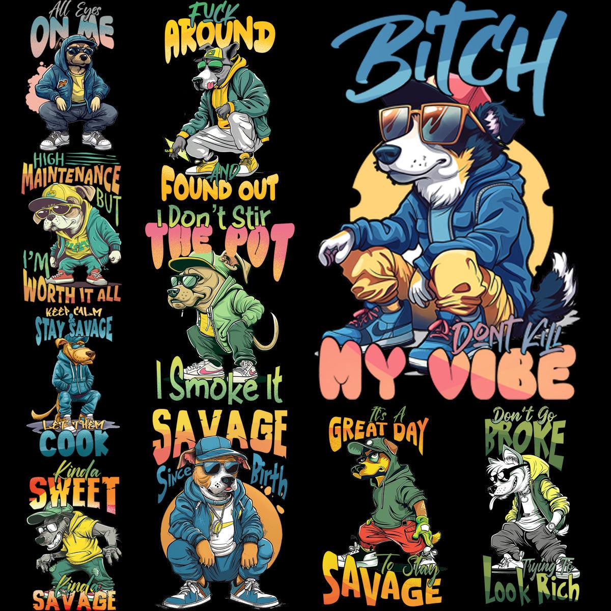 9 Street Dog Drip PNG Designs Bundle: High-Quality Graphics for Your Projects