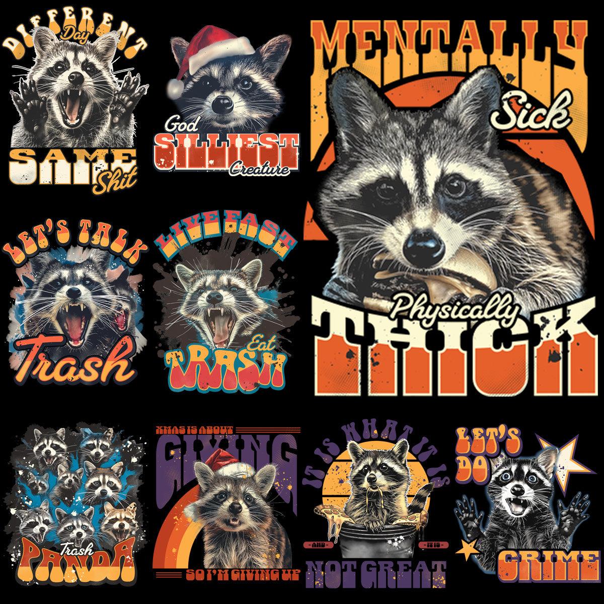 Funny 90s Raccoon Trash PNG Bundle - Digital Download