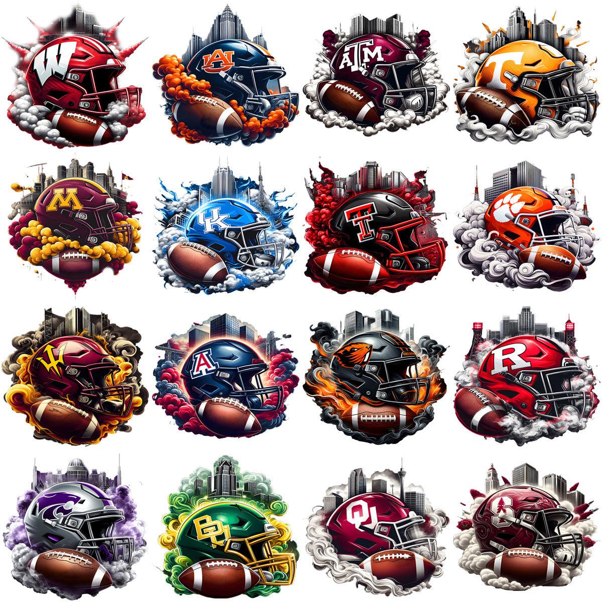 60 NCAA College Football Helmet Smoke PNG Designs Bundle