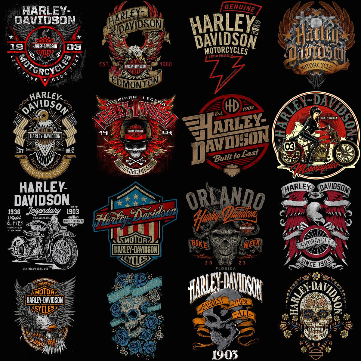 35 High-Quality Harley-Davidson Motorcycle Halftone PNG Designs Bundle