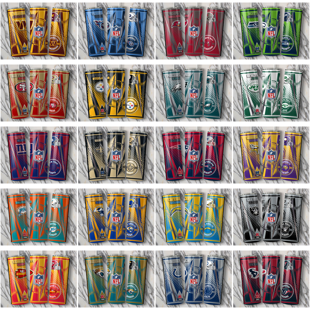 32 NFL Team Logo Tumbler Wraps: JPG Bundle for Sublimation
