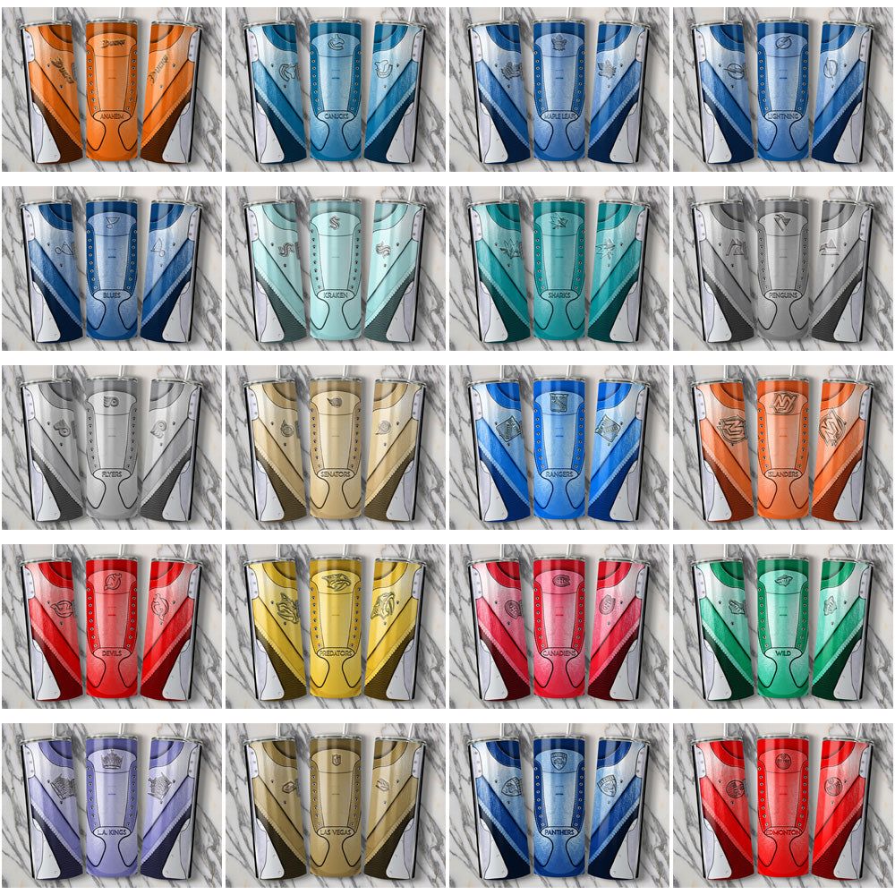 Metallic Ice Hockey Tumbler Wraps Bundle: 30 Team Designs (JPG)
