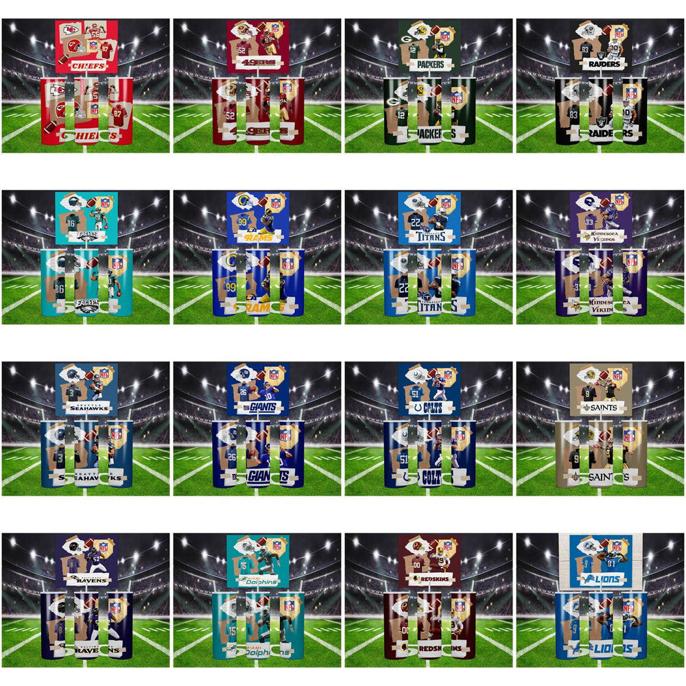 25 Football Tumbler Wrap Designs: JPG Bundle for Sublimation
