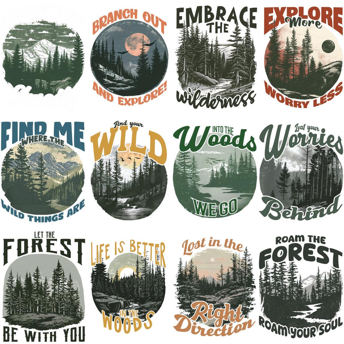 Northwoods Hiking Adventure PNG Bundle: 15 Designs