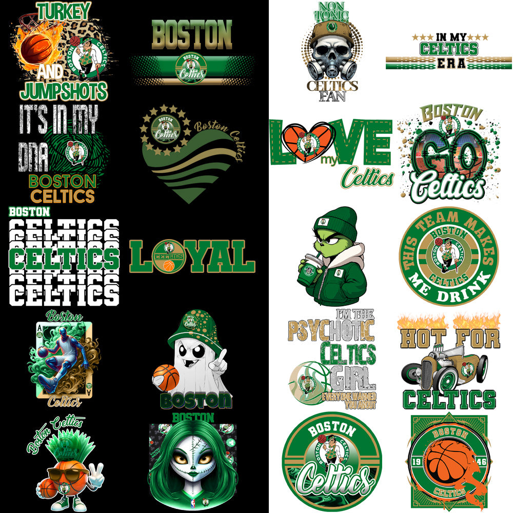 56 High-Quality Boston Celtics PNG Basketball Designs Bundle
