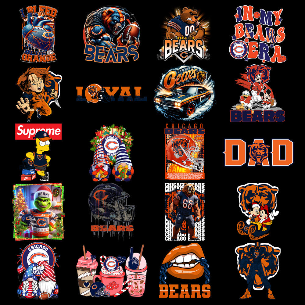 Chicago Bears Football Designs PNG Bundle: 49 Pro V2 Graphics