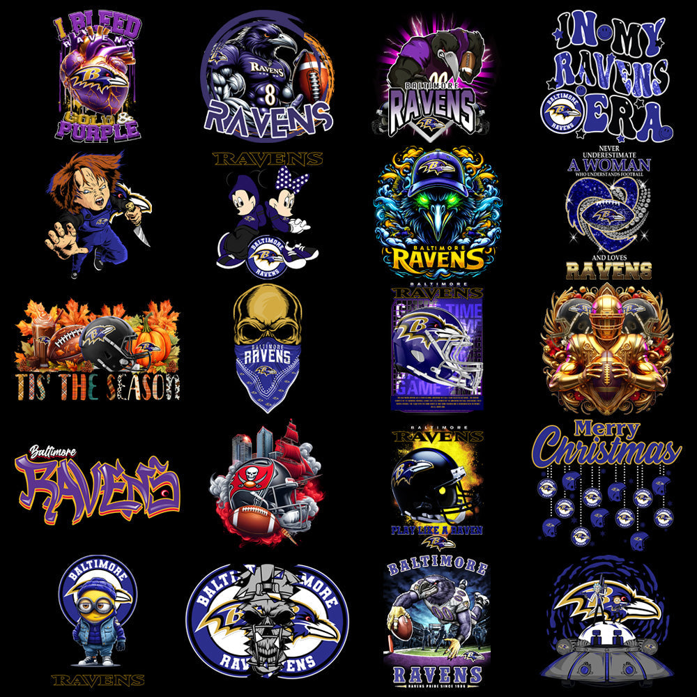 Baltimore Ravens Football Designs: 48 PNGs V2 Bundle