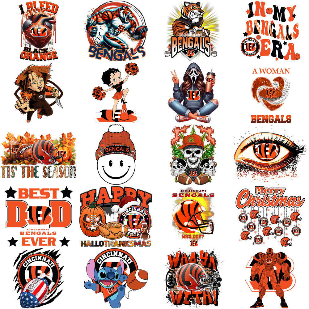 Cincinnati Bengals Football Designs: 49 PNGs - V2 Bundle