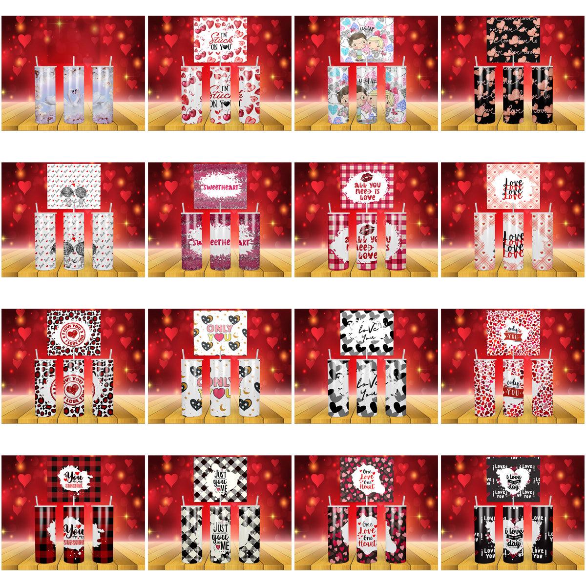 Valentine's Day Tumbler Wraps Bundle: 16 JPG Designs
