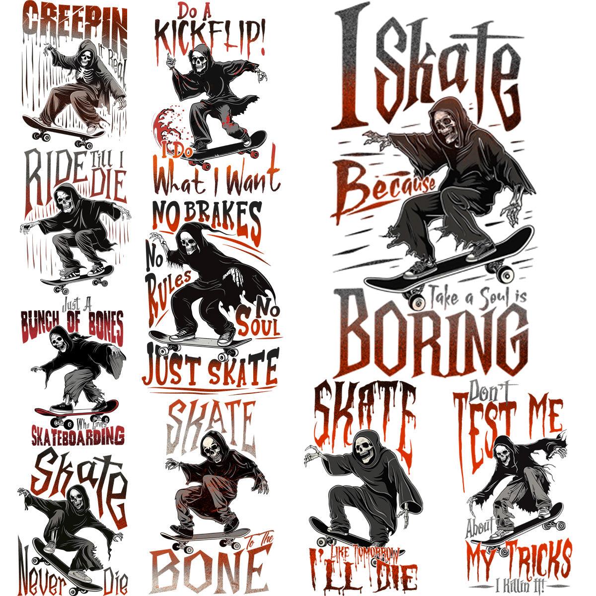 9 Grim Skater PNG Designs: Skateboard Lover's Bundle