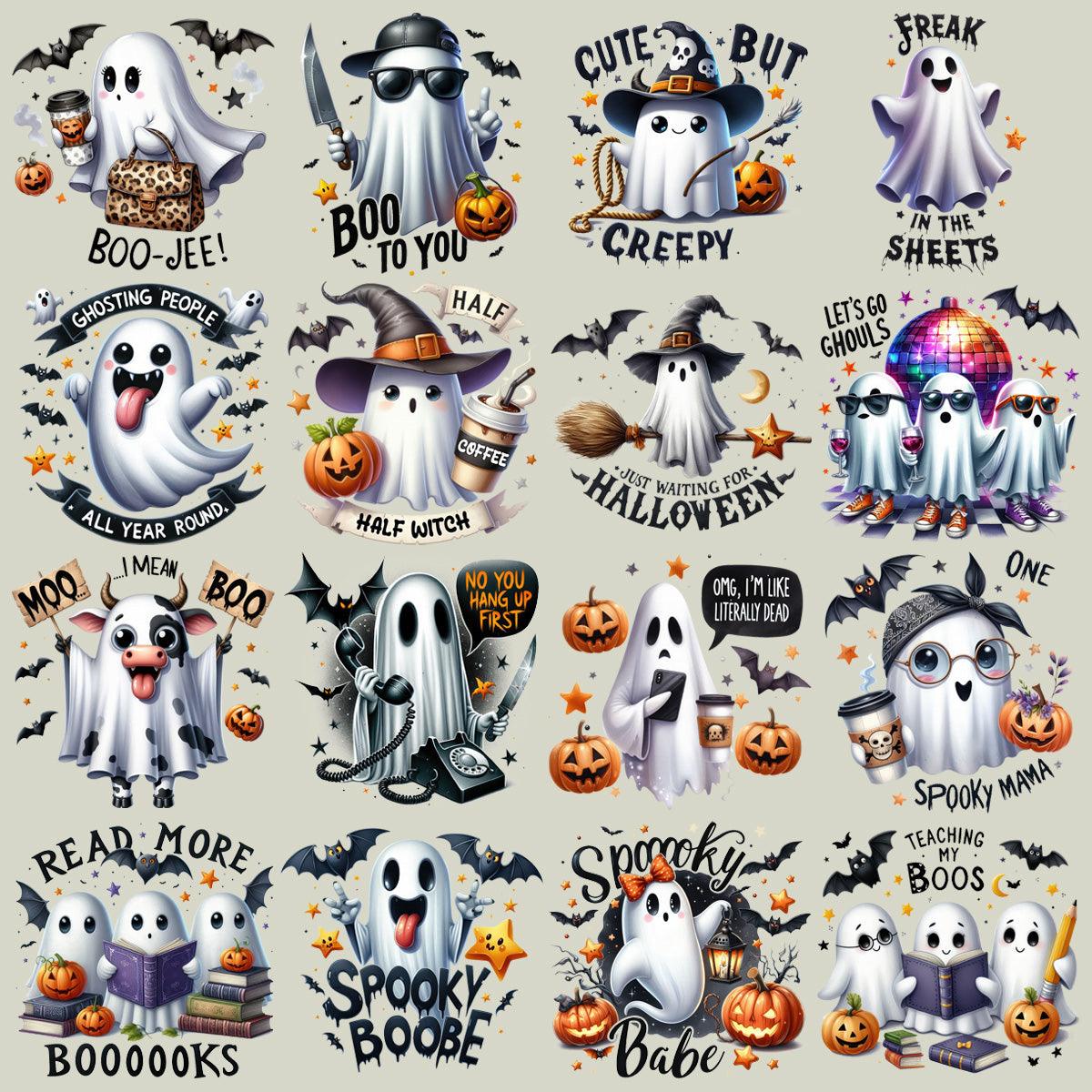 Funny Halloween Ghost PNG Bundle: 19 Spooky Designs for Your Projects