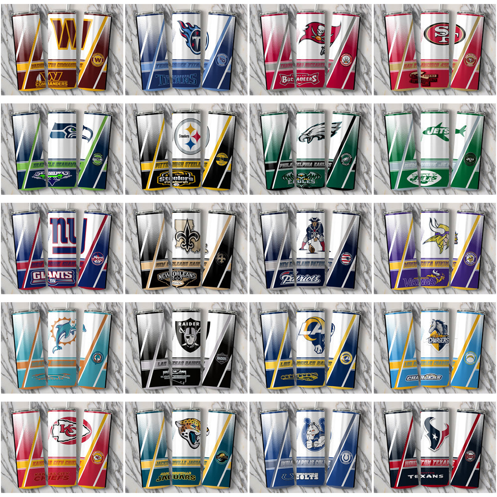 32 NFL Team Tumbler Wraps: JPG Bundle for Sublimation
