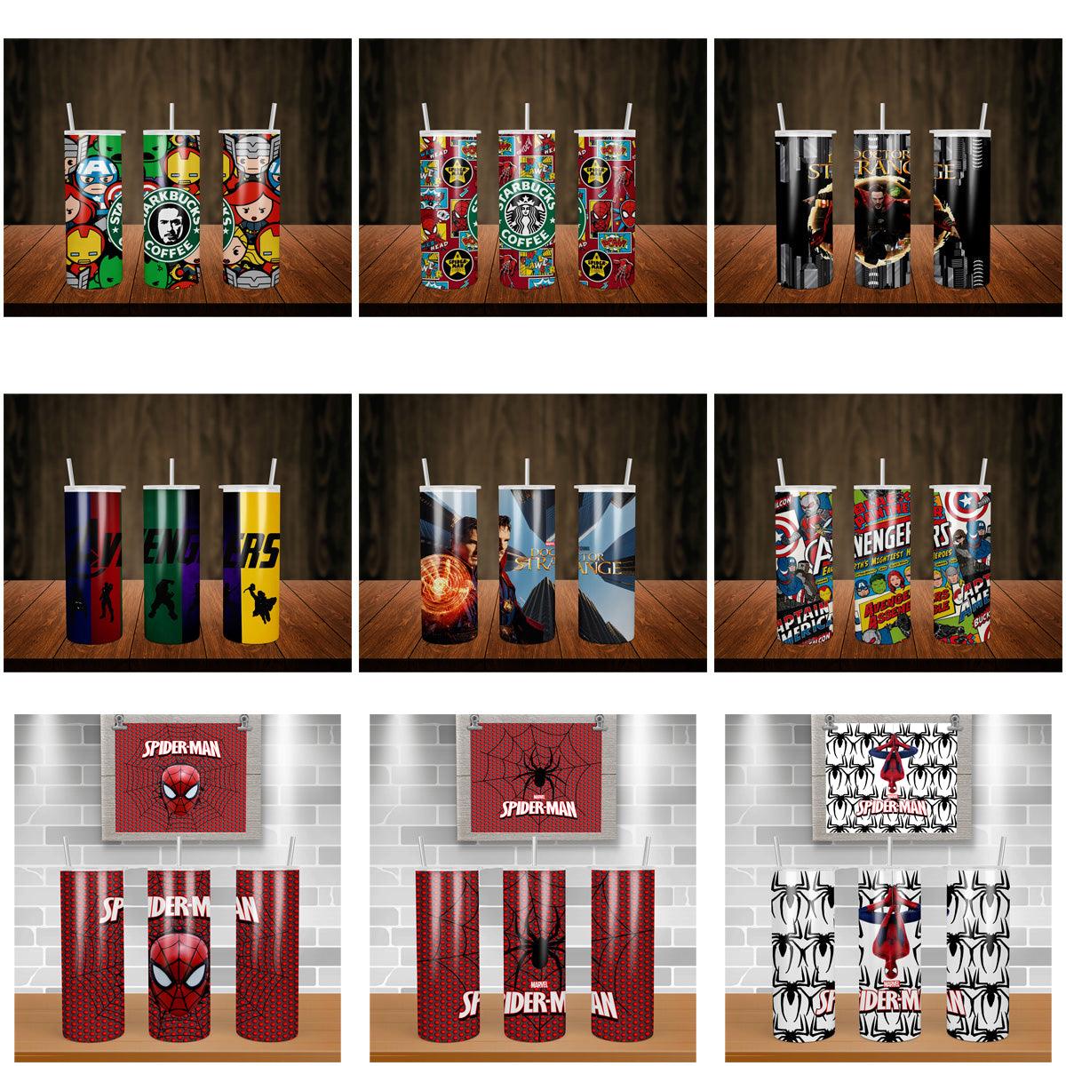 Marvel Superhero Tumbler Wraps: 11 JPG Designs Bundle
