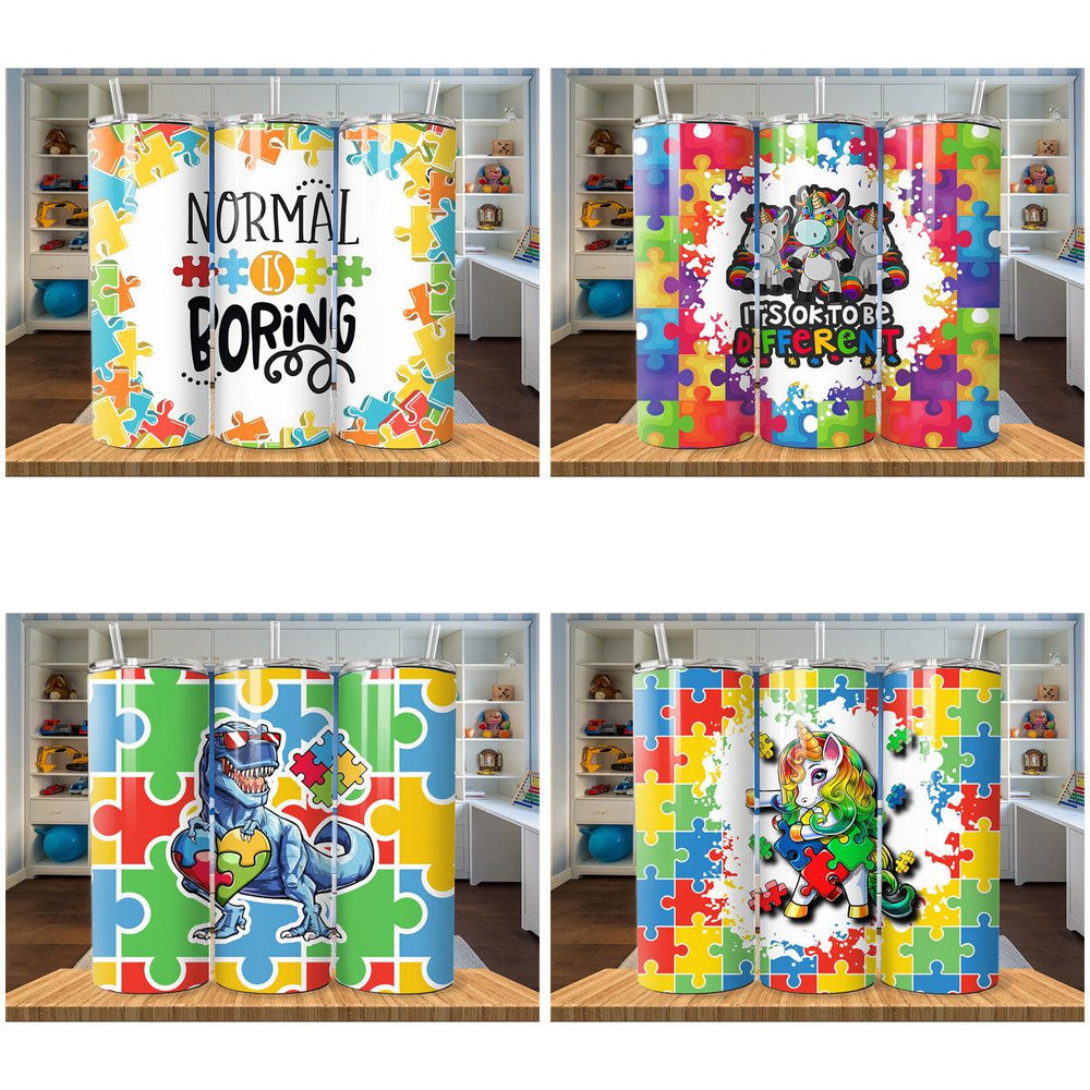 Autism Awareness Tumbler Wraps: 8 JPG Designs Bundle
