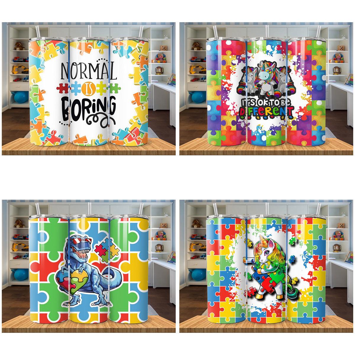 Autism Awareness Tumbler Wraps: 8 JPG Designs Bundle
