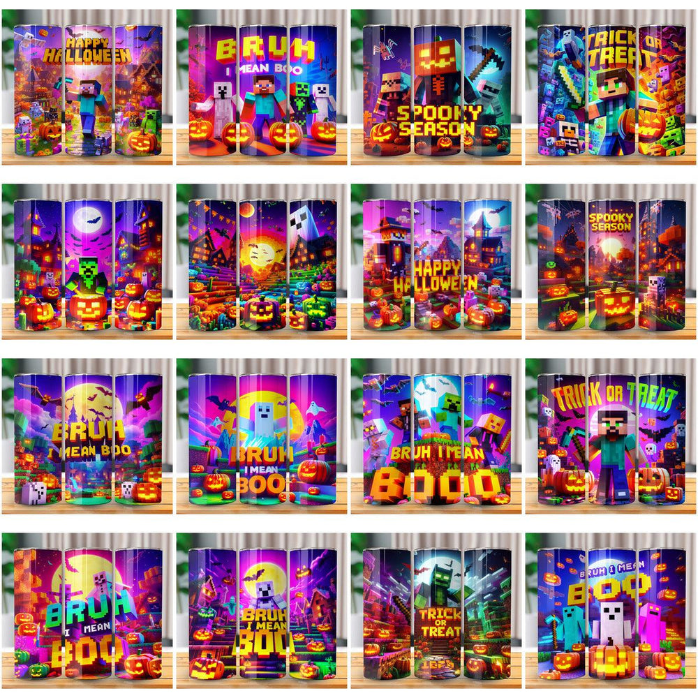 Halloween Minecraft Tumbler Wraps: 35 JPG Designs
