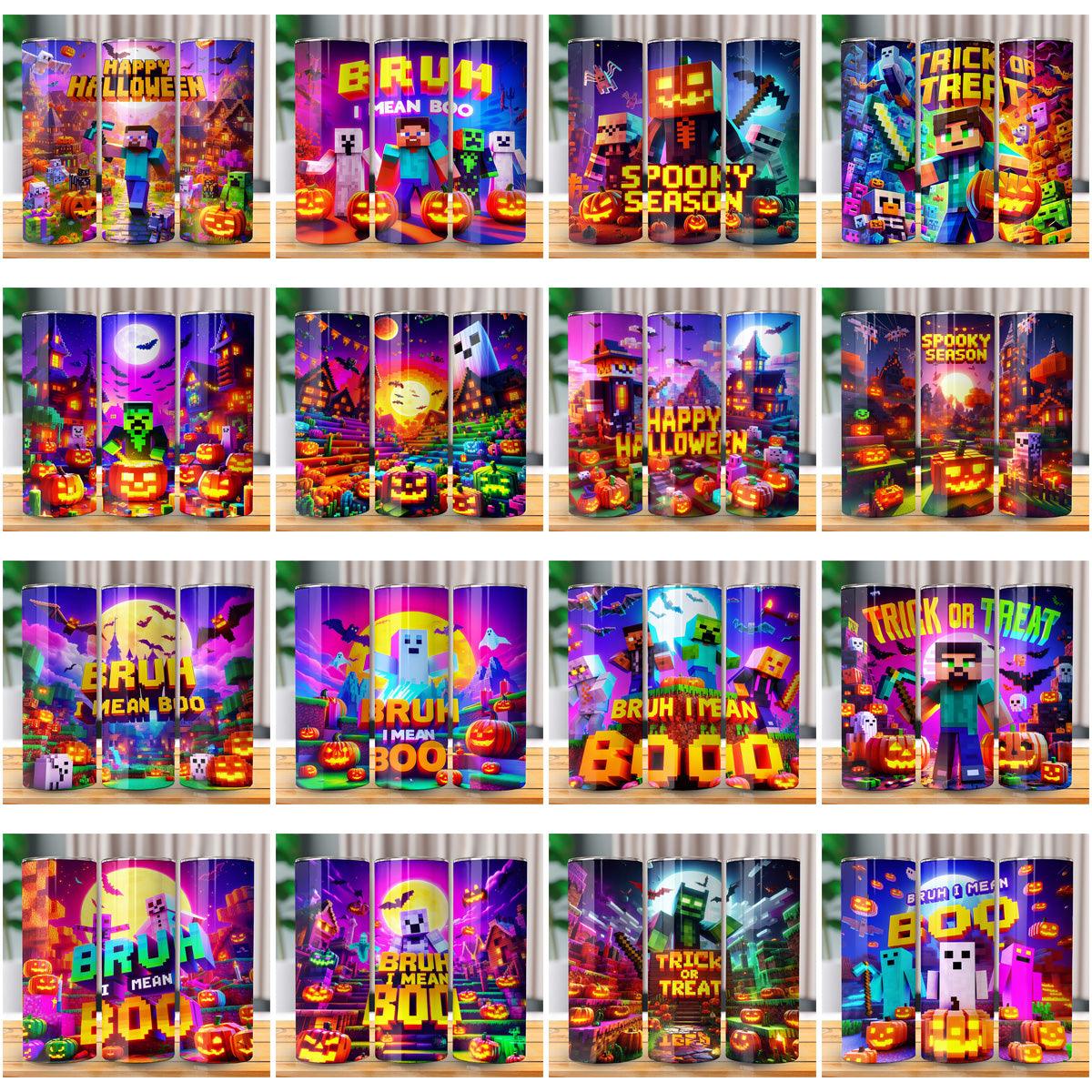 Halloween Minecraft Tumbler Wraps: 35 JPG Designs
