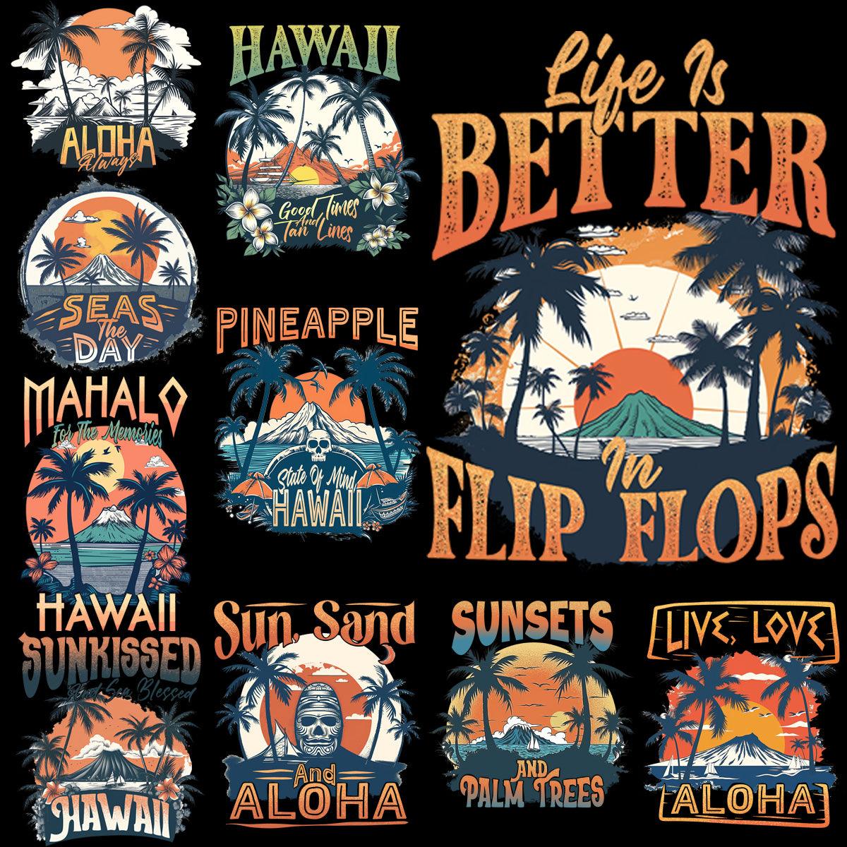 Hawaii Sunset PNG Bundle: 9 Stunning Designs for Your Projects