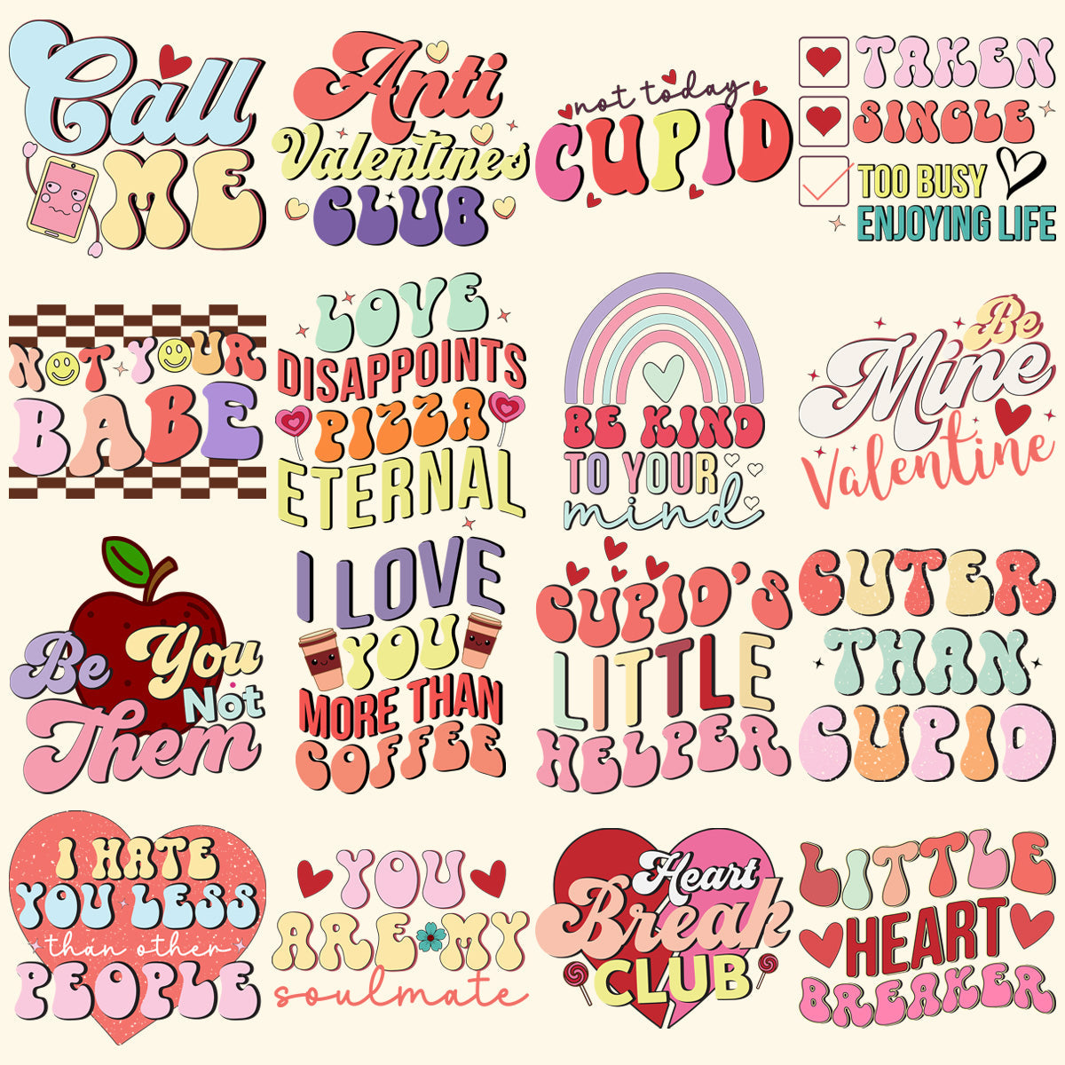 Retro Valentine's Day PNG Bundle: 46 Big Designs
