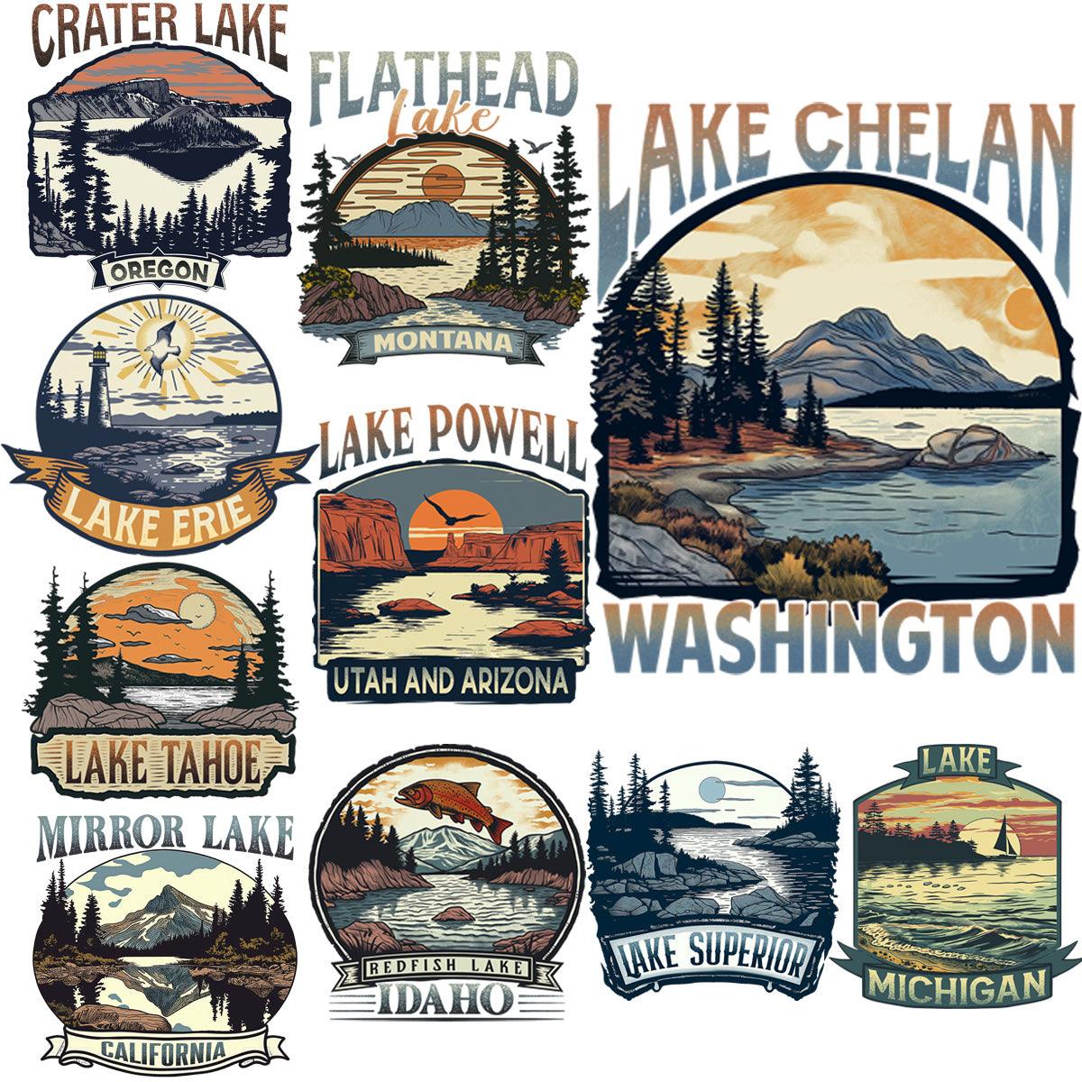 9 Stunning USA Lake PNG Designs Bundle: High-Resolution Images