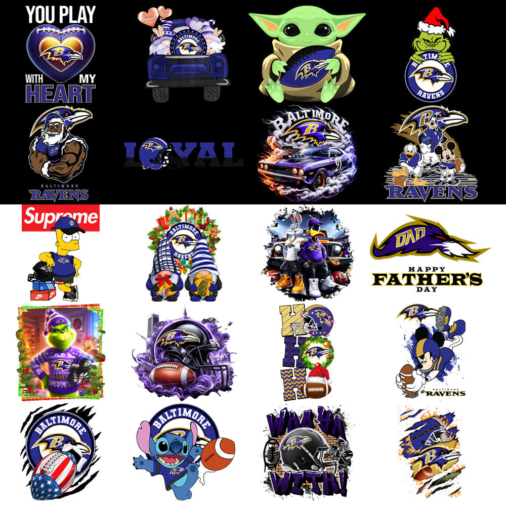 Baltimore Ravens Football Designs Bundle: 48 V3 PNGs