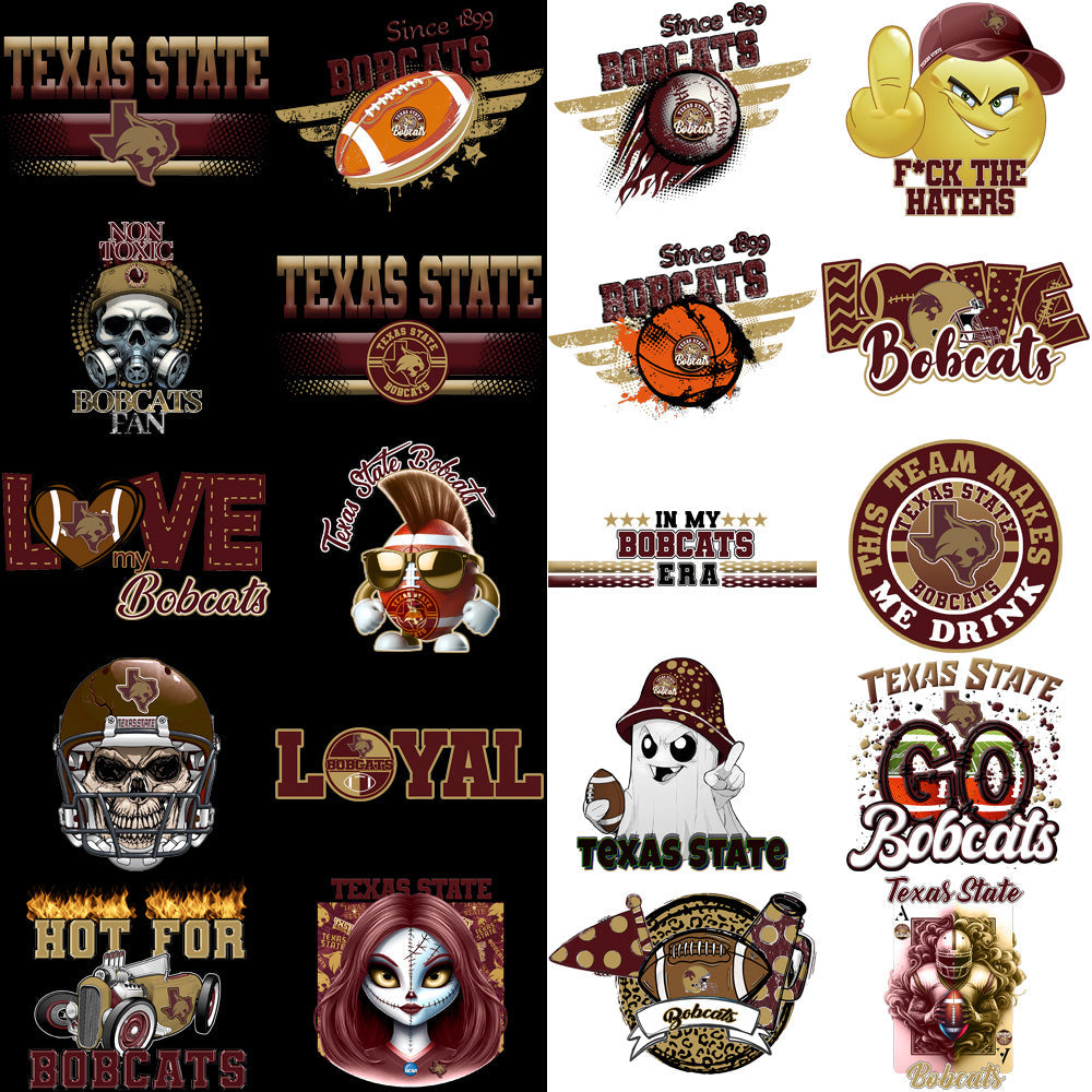 82 Texas State Bobcats PNG Designs: Mascot Bundle for Crafts & Merch