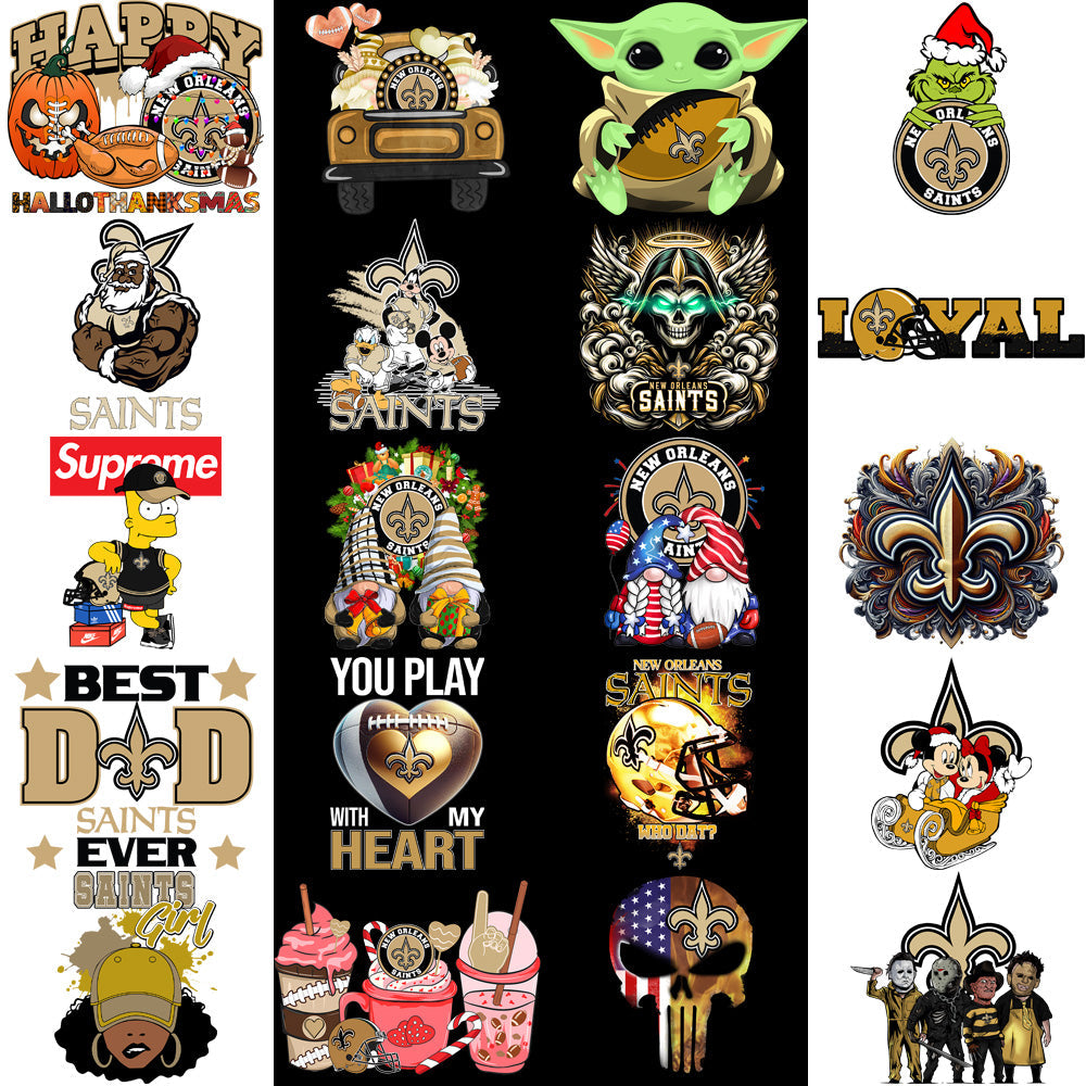 50 New Orleans Saints PNG Football Designs: V3 Bundle