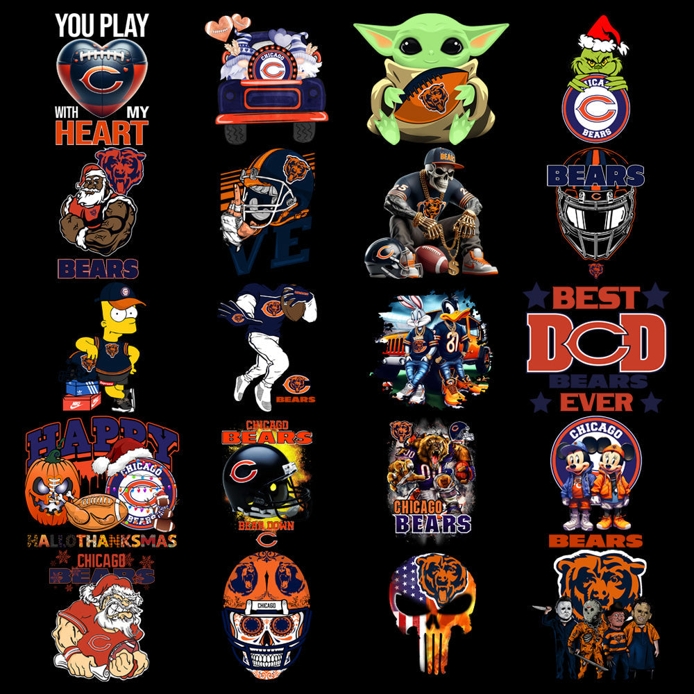 Chicago Bears Football Designs Bundle: 49 PNGs for V3