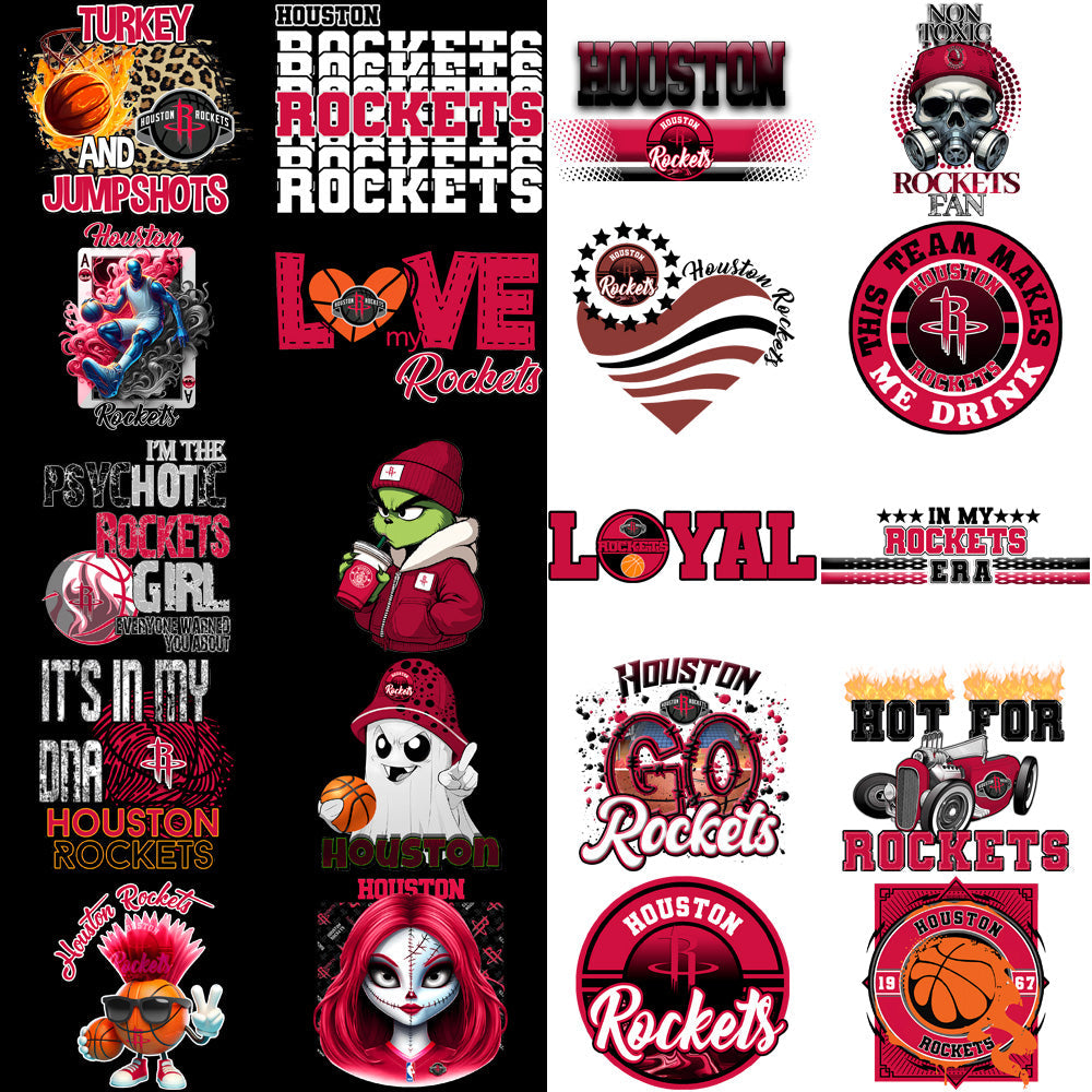 Houston Rockets Basketball PNG Designs Bundle: 56 High-Quality Images
