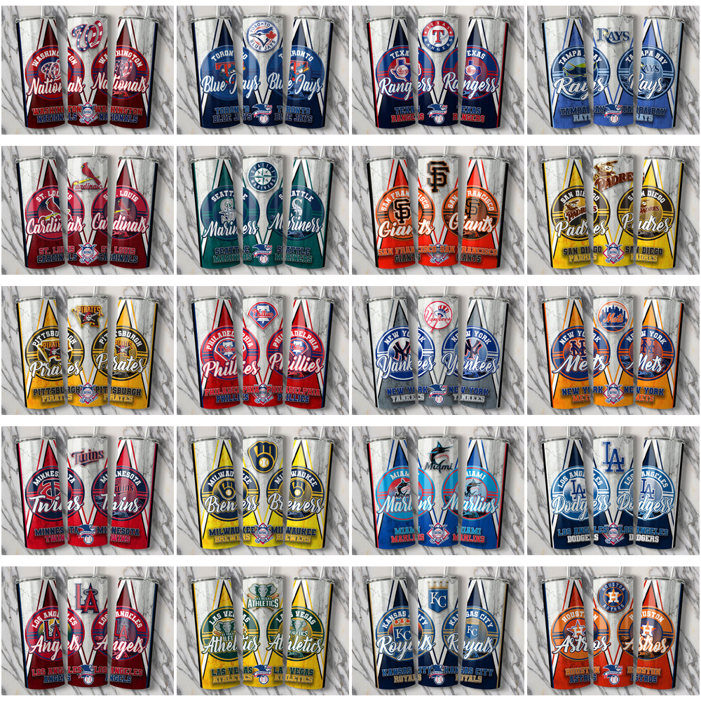 30 MLB Team Tumbler Wraps: SVG & JPG Bundle for Sublimation
