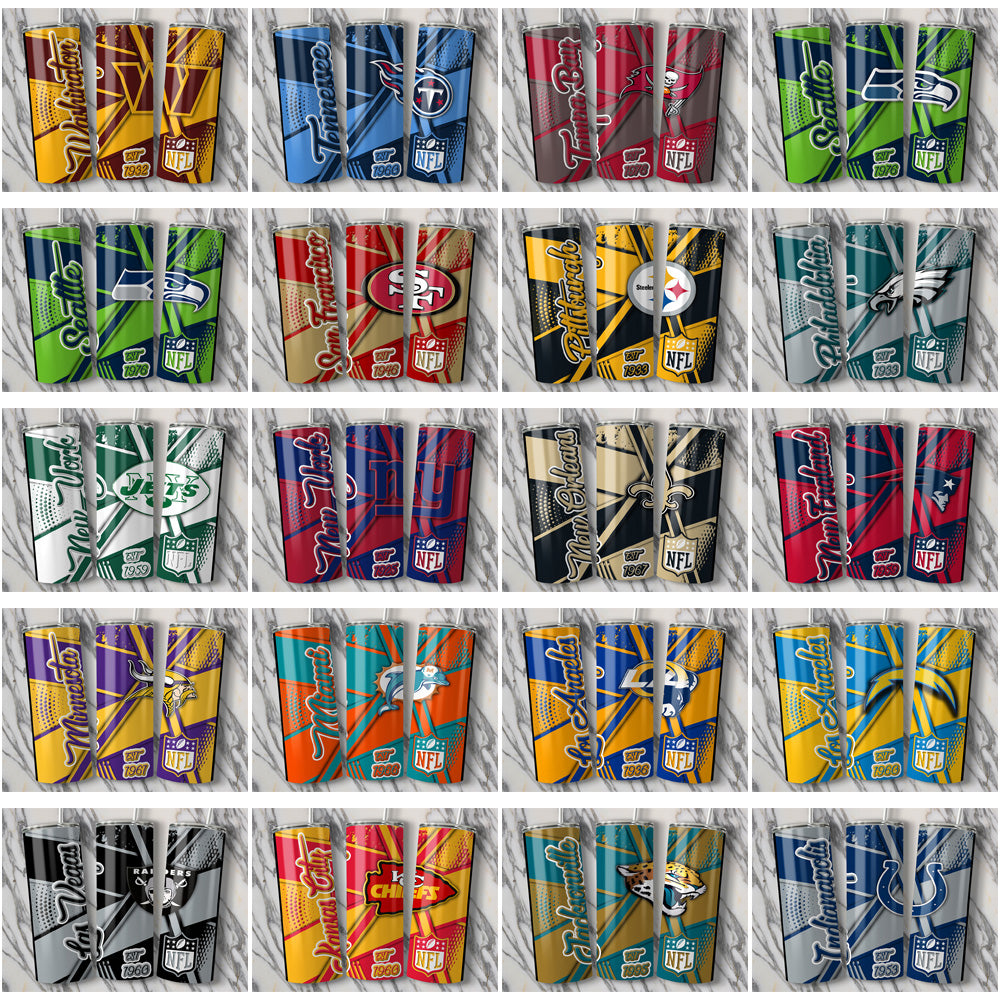 33 Football Team Tumbler Wraps JPG Bundle: Instant Download
