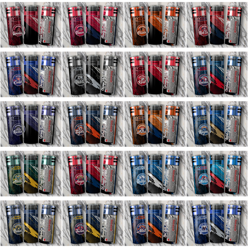 30 MLB Team Baseball Lighter Tumbler Wraps JPG Bundle - Instant Download
