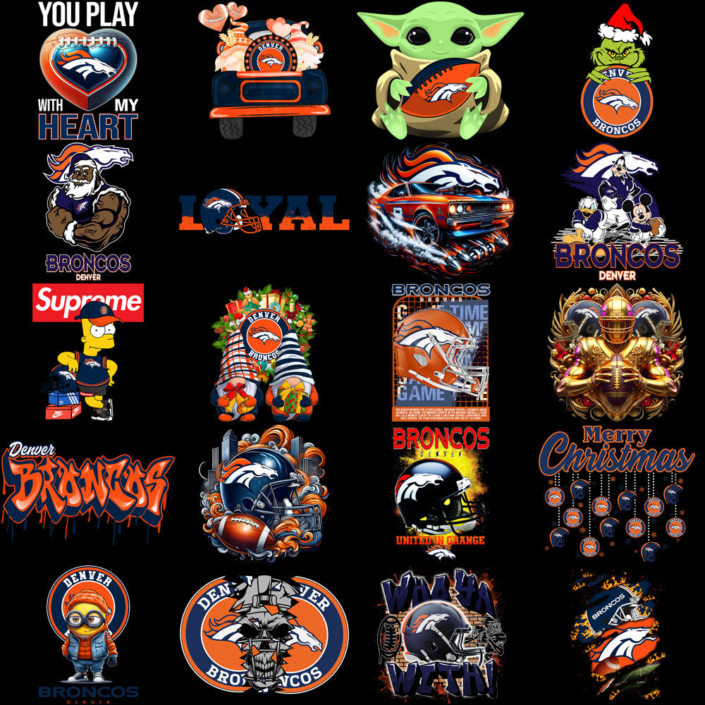 Denver Broncos PNG Football Designs Bundle: 48 V3 Graphics