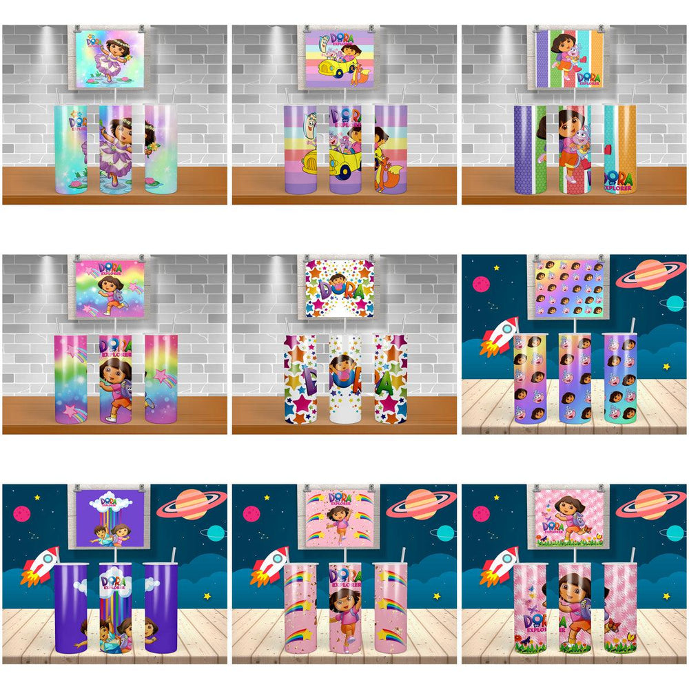 Dora the Explorer Tumbler Wraps: 11 Colorful JPG Designs Bundle
