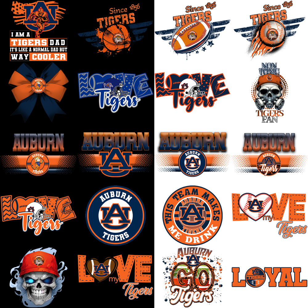 95 Auburn Tigers PNG Designs: Mascot Bundle for Crafts & Projects