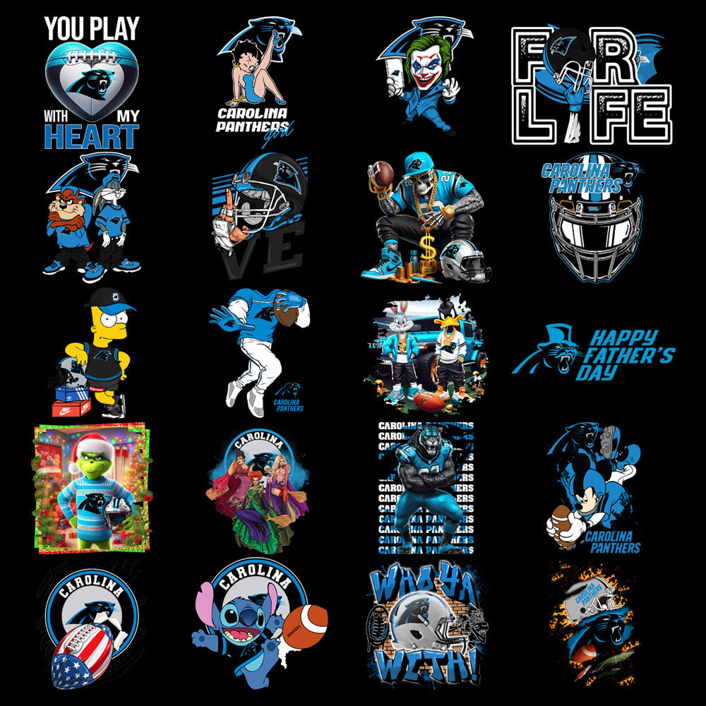 Carolina Panthers PNG Football Designs Bundle: 47 V3 Graphics