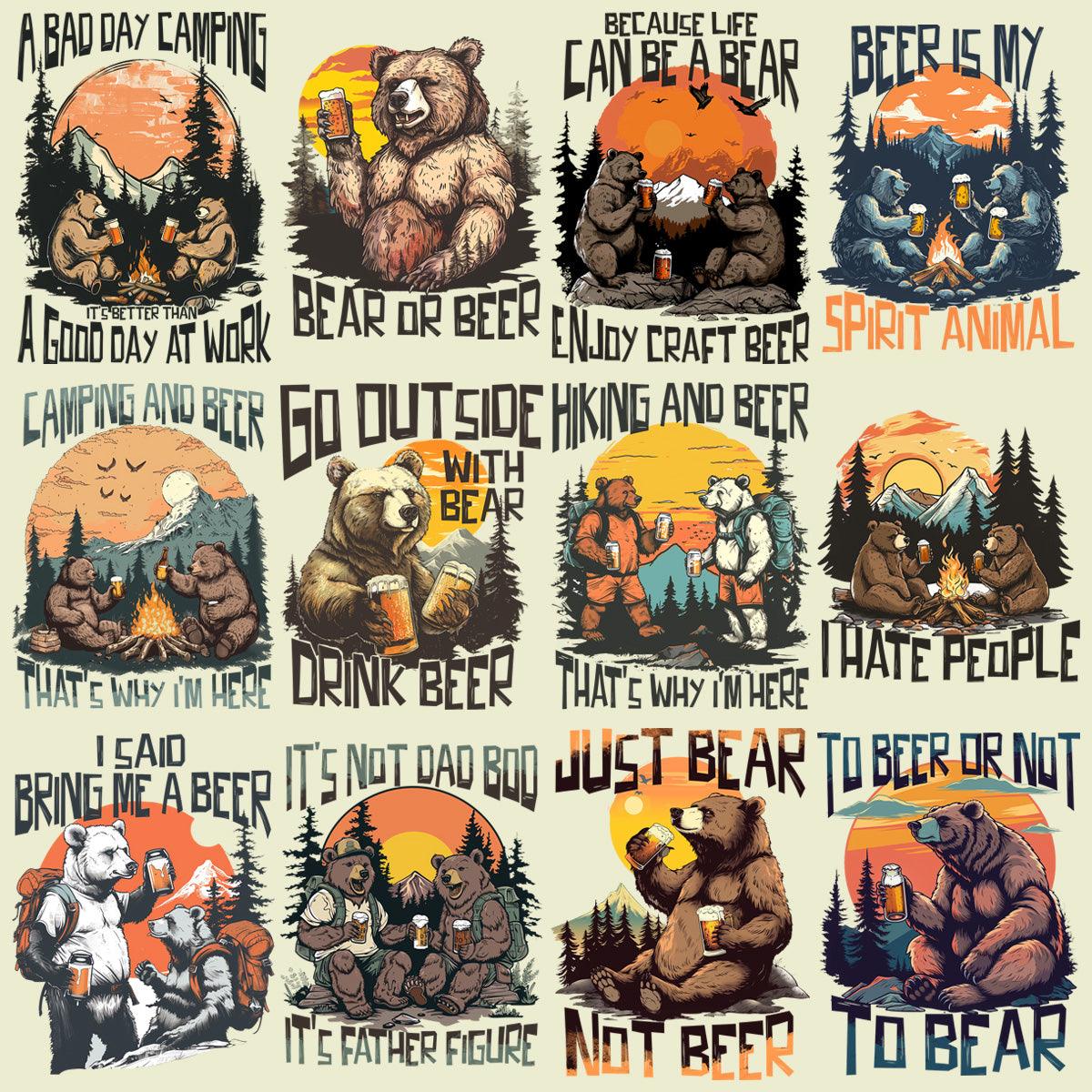 11 Premium Cheers Beer Bear PNG Designs Bundle