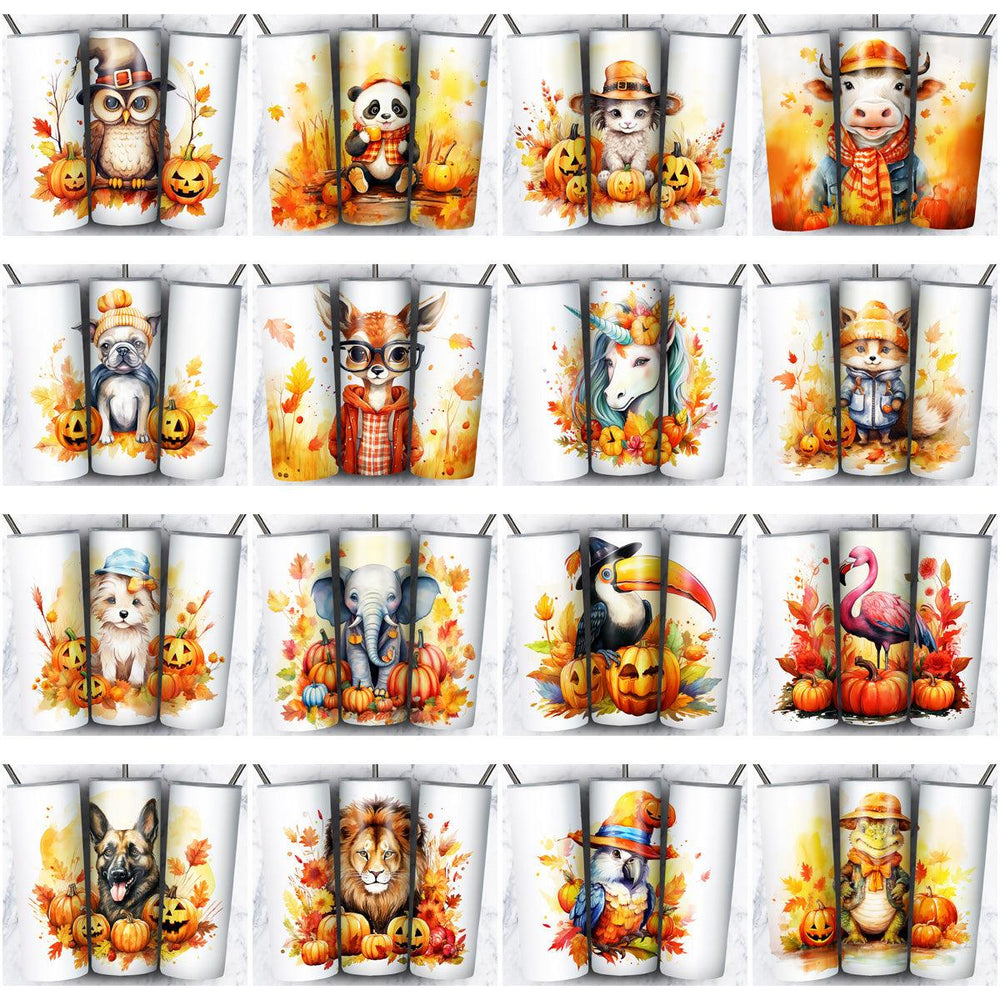 85 Autumn Animal Tumbler Wrap Designs: JPG Bundle for Sublimation
