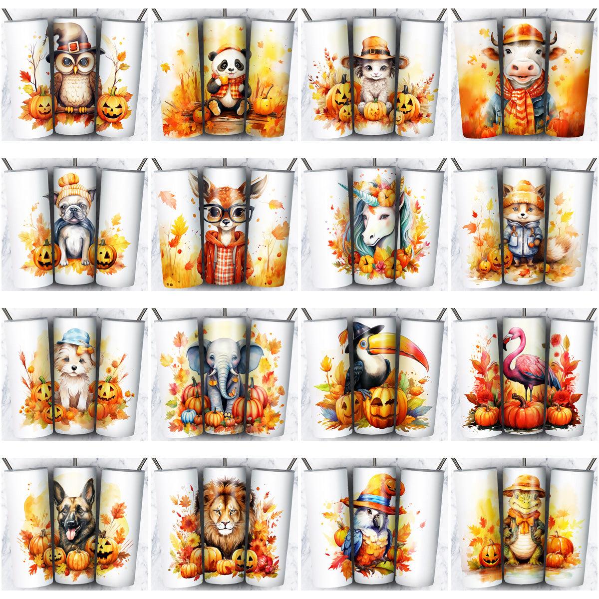85 Autumn Animal Tumbler Wrap Designs: JPG Bundle for Sublimation
