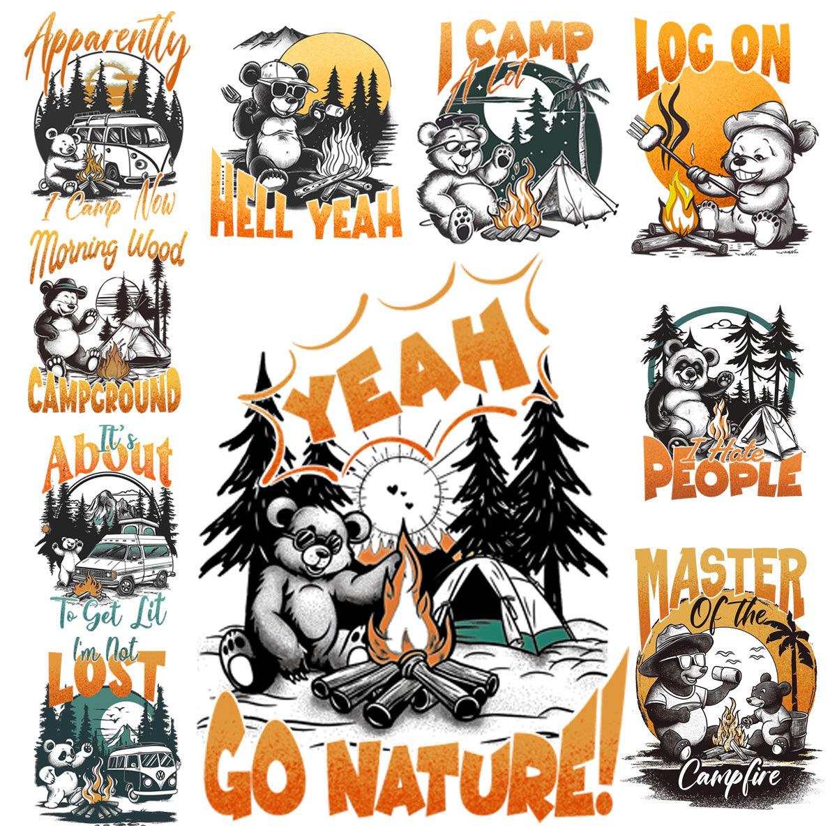 9 Cute Camping Animals PNG Designs Bundle for Nature Lovers