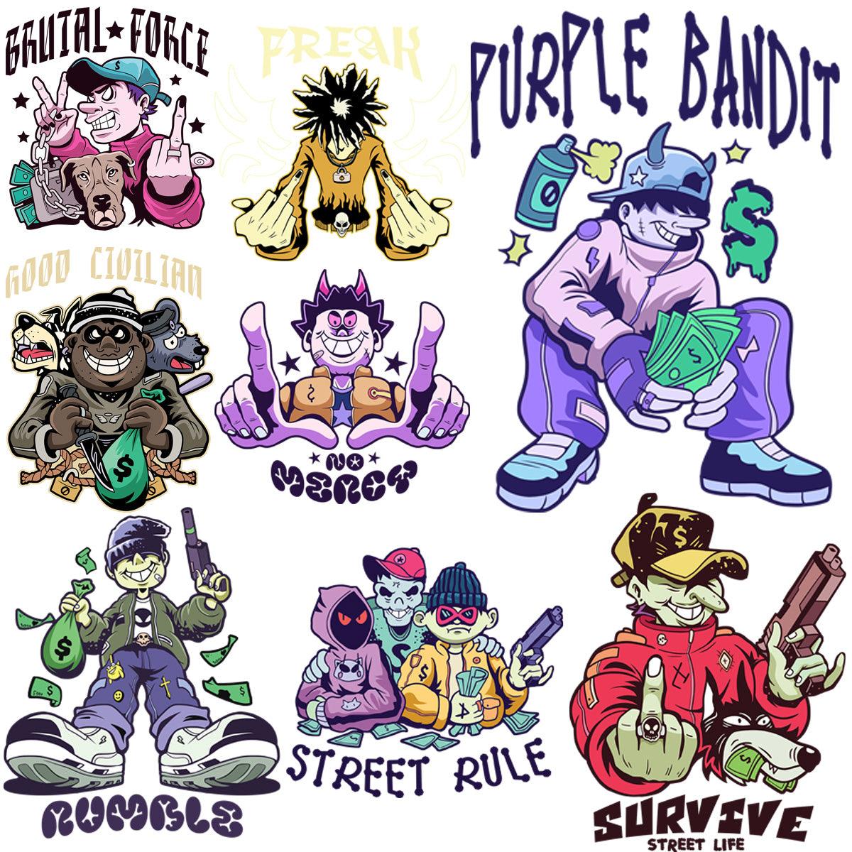 7 Streetwear PNG Designs Bundle: Graffiti, Hip Hop, & Urban Art