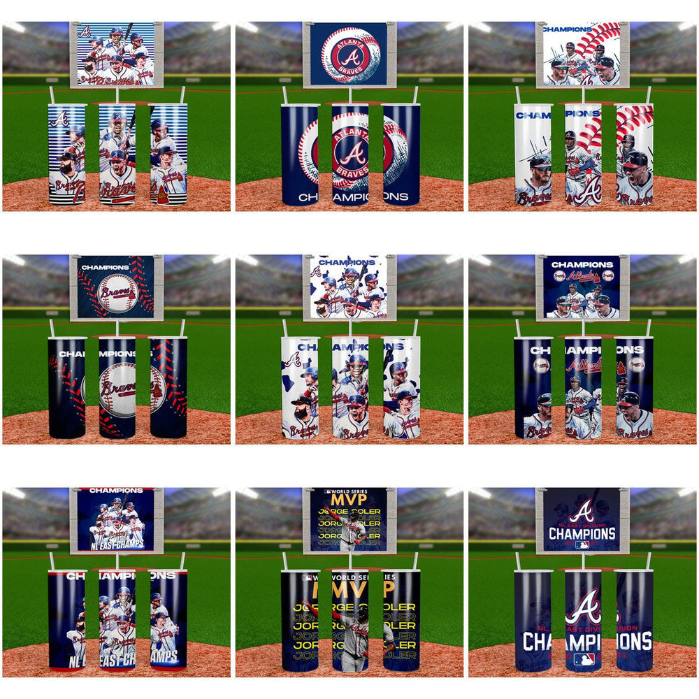Atlanta Braves World Series Champions Tumbler Wraps SVG Bundle (11 Designs)
